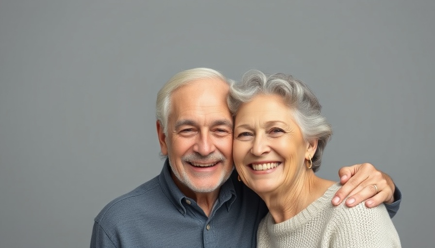 Portrait of smiling couple in a studio setting.
