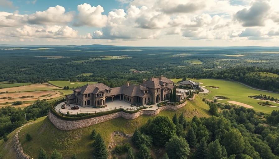 Aerial view of Boot Ranch Family Community amidst green hills.