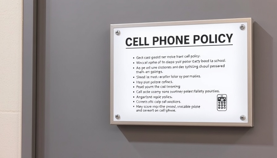Argyle ISD cell phone policy sign with usage rules and icons.