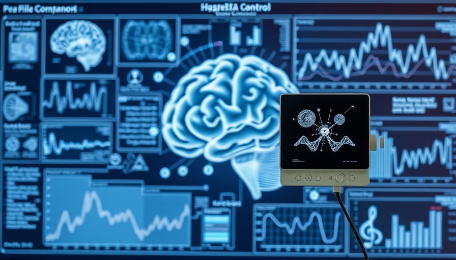 Diagram of brain circuit control with ultrasound device and graphs