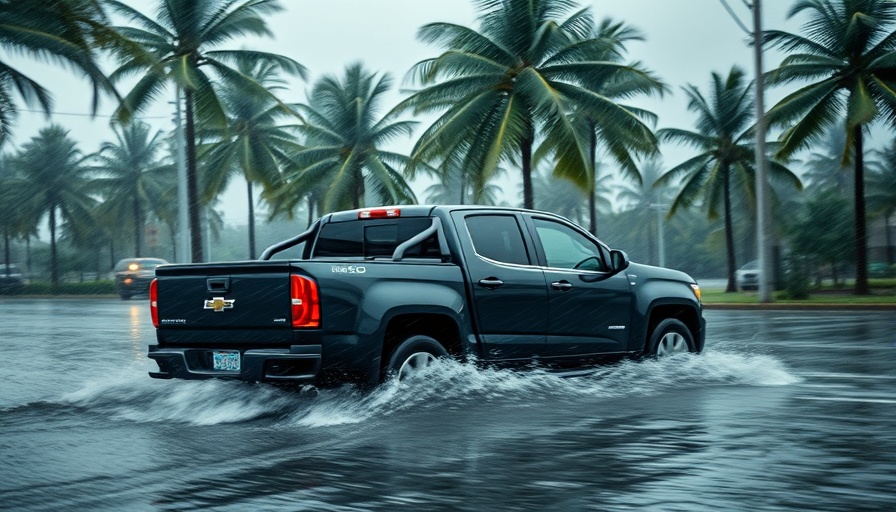 Hurricane conditions affect flooded areas, showing risk.