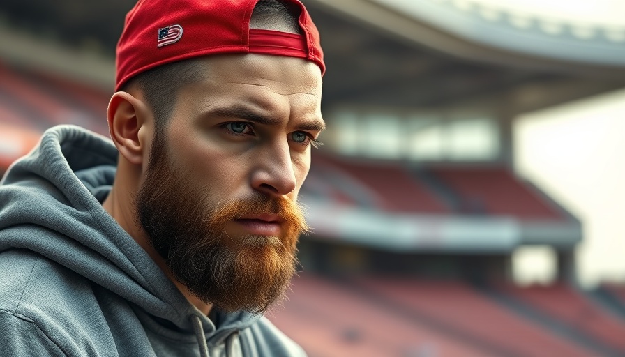 Bearded athlete in a stadium, highlighting NFL bans ammonia inhalants.