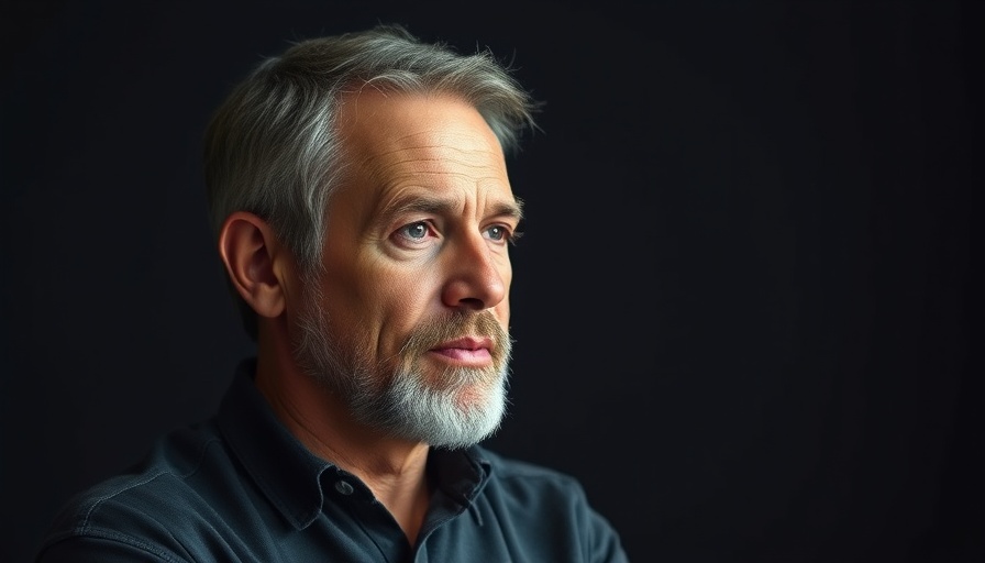 Mature man discussing mental wellness for seniors, soft lighting.