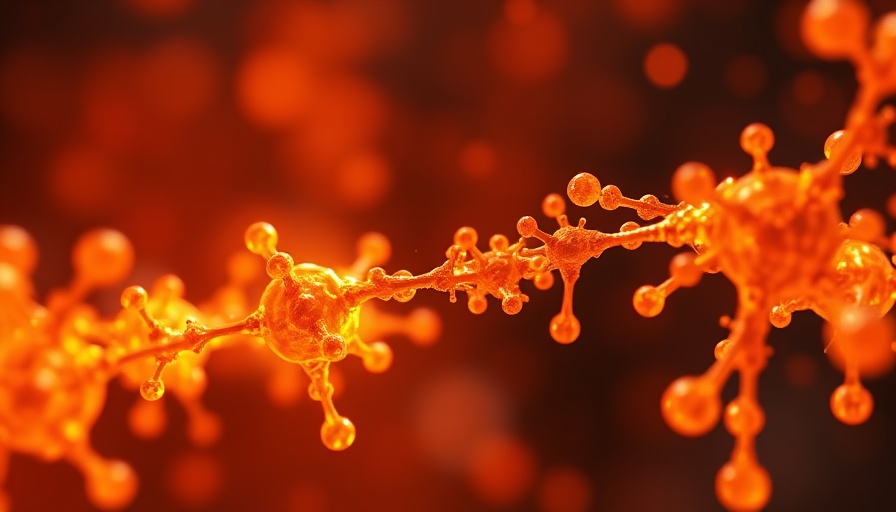 Abstract molecular structure with glowing particles, boosting metabolism naturally.