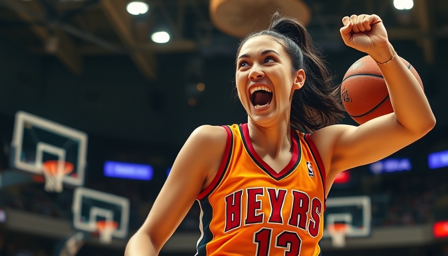 WNBA scores excitement; basketball player celebrating victory on court.