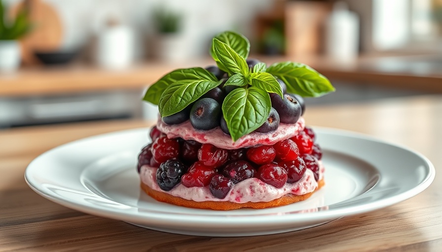 Berry dessert with basil showcasing health and wellness.