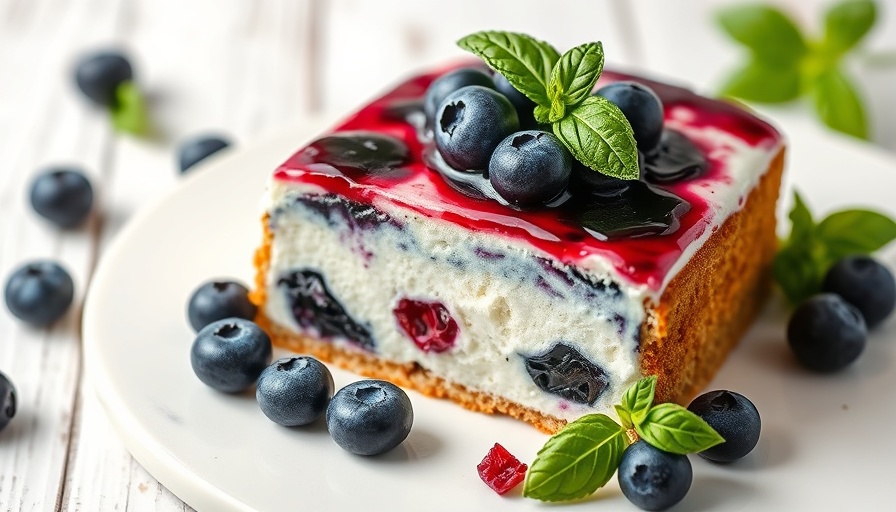 Blueberry Basil Yogurt Semifreddo with fresh garnishes, vibrant details.