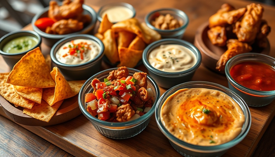 Assorted appetizers with dipping sauces showcasing BoomerJack's expansion in Houston.
