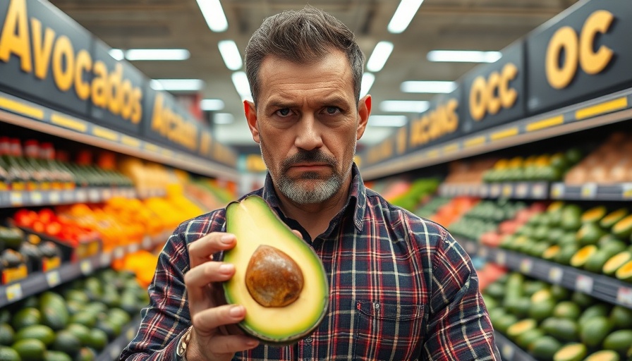 Man holding avocado showing hidden risks of avocado consumption.