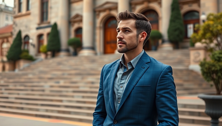 San Antonio business news: Man in blue suit standing outside.