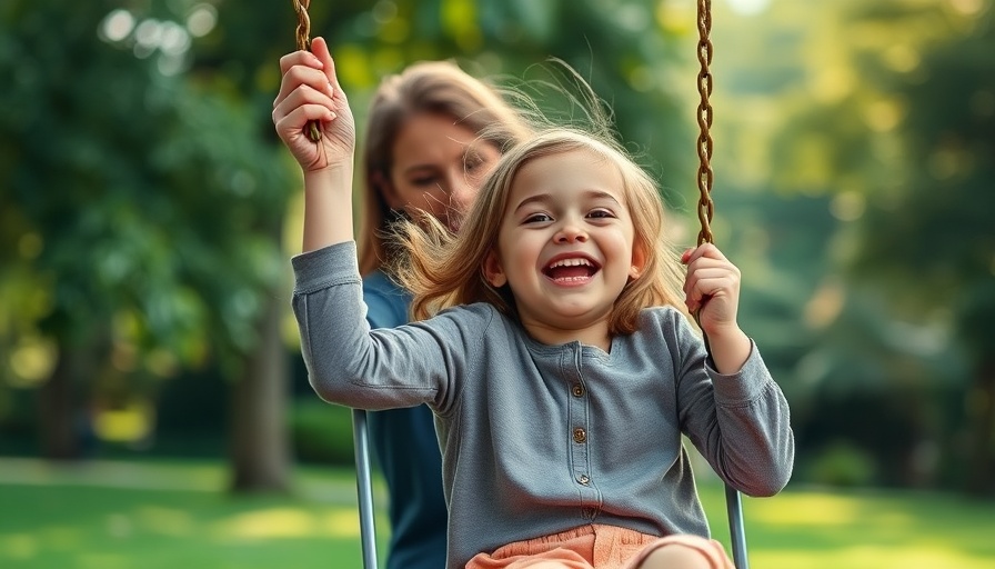 Joyful girl swinging outdoors with woman, highlighting health and wellness benefits of outdoor play.