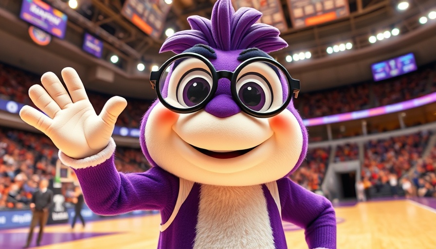 Golden State Valkyries mascot waving energetically on basketball court.