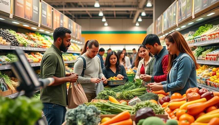Grocery shoppers selecting produce, reflecting rising food utility housing costs.