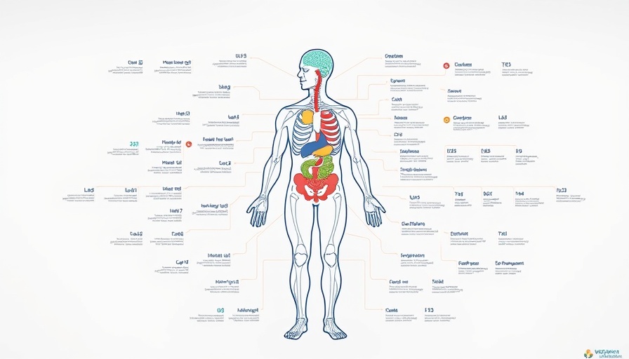 Comprehensive health and wellness diagram with body systems, educational infographic.