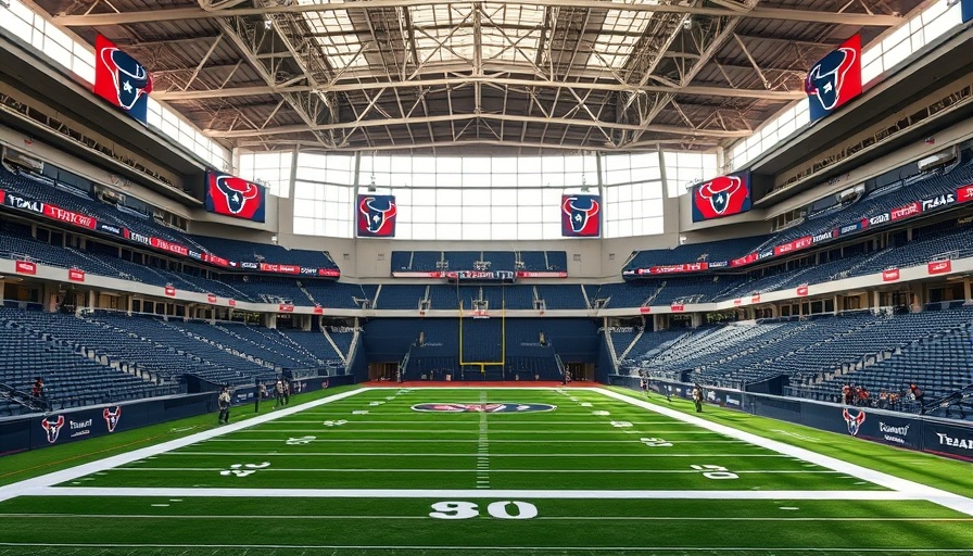 Expansive view of Houston Texans stadium interior before gameday.