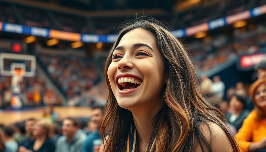 Enthusiastic woman enjoying a basketball game, Stars in LA sports culture.