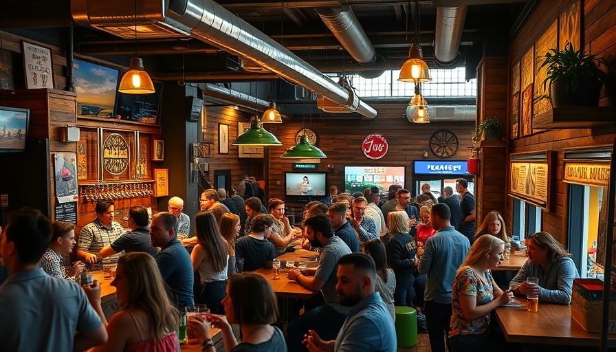 Frisco Beer and Wine Taphouse bustling interior scene.