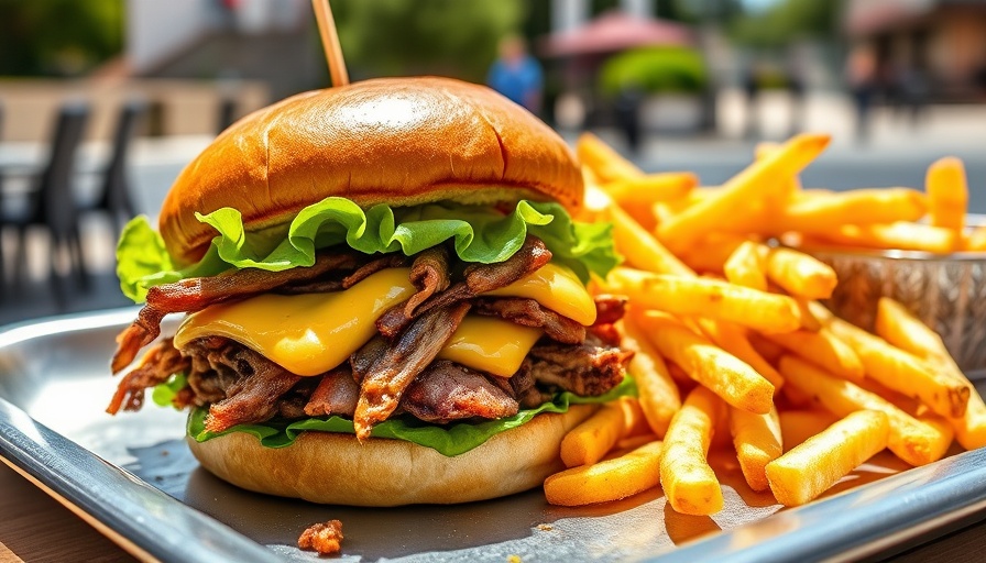San Antonio gourmet burger showdown: succulent burger with fries.