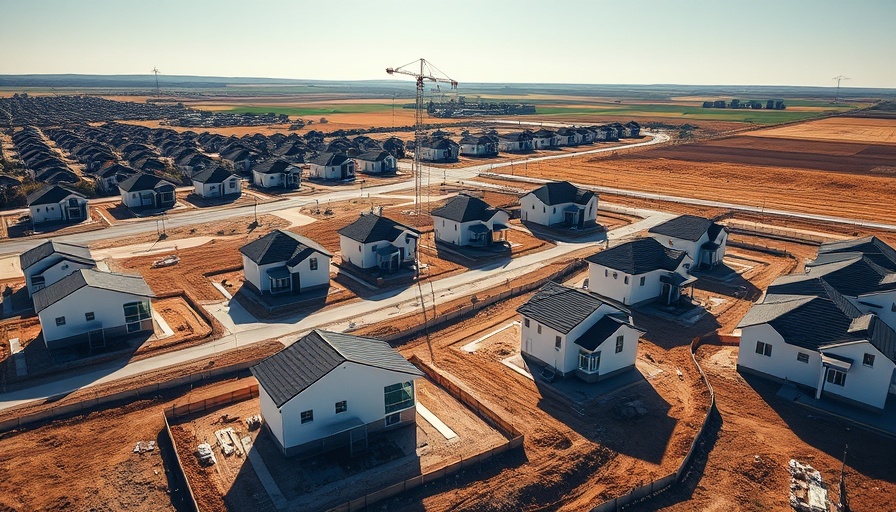 Aerial view of Austin housing developments under construction.