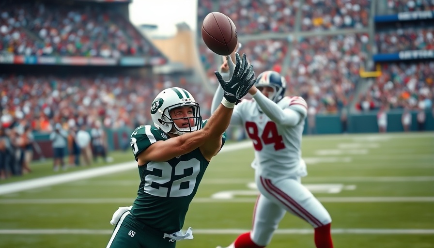 Jets lack of defensive depth: football player reaching for the ball during a game.