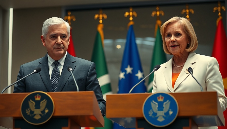 US news today: press conference with two officials at podiums.