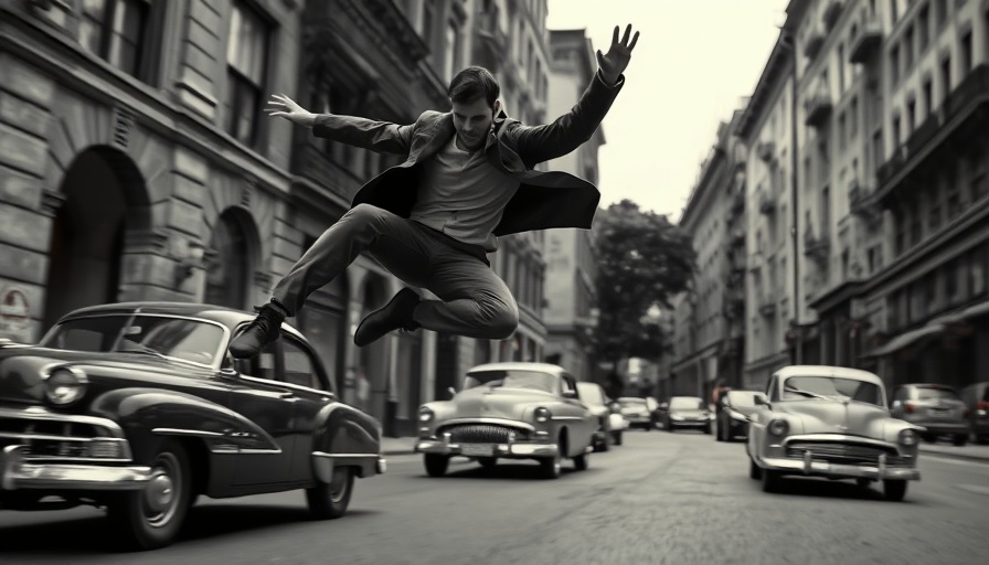 Vintage stuntman action shot embodying Ronnie Rondell legacy