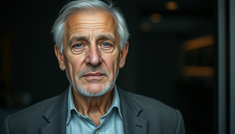Distinguished older man in soft lighting, blurred backdrop.