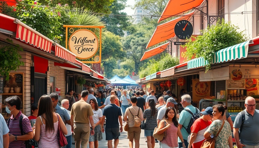 Vibrant outdoor market scene in Houston, showcasing free events.