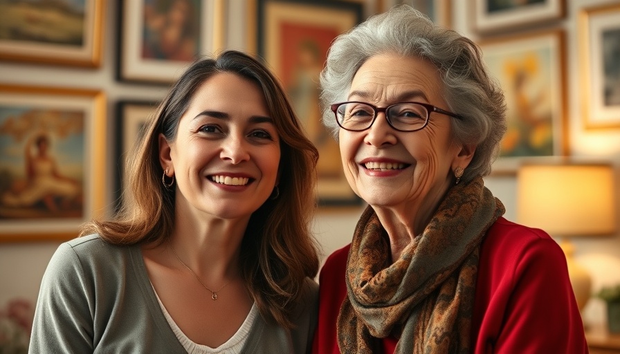Smiling women symbolizing elder homelessness solutions in colorful room.