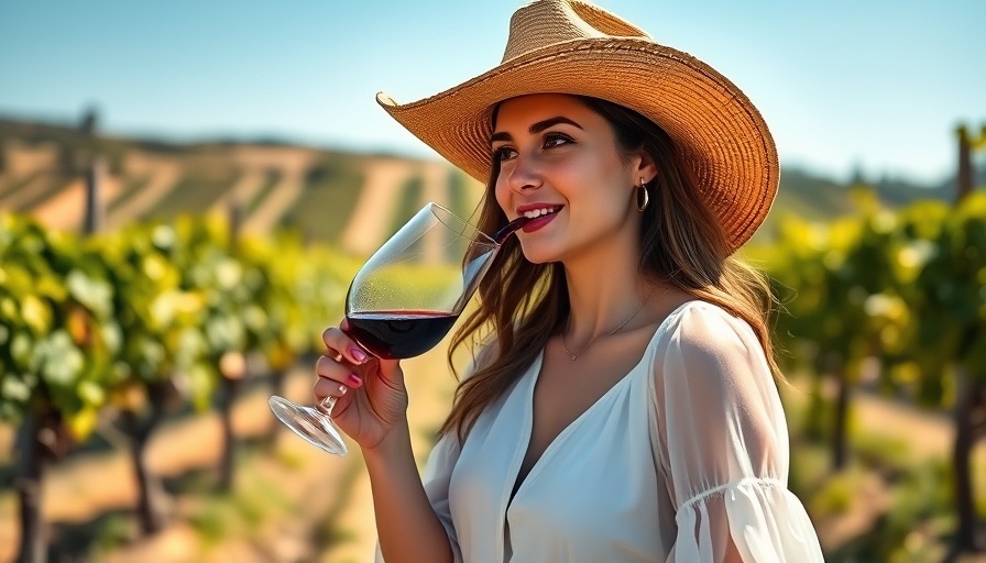 Texas Hill Country wineries experience with woman savoring wine in vineyard.