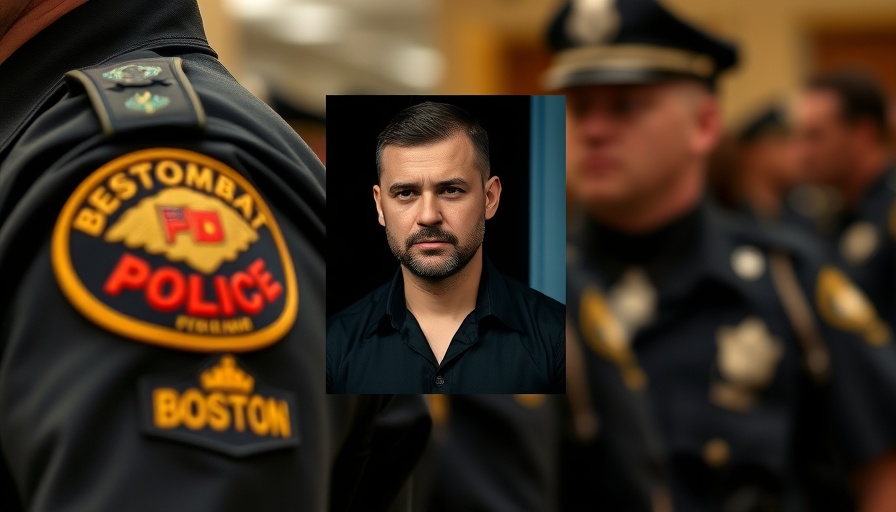 Boston police uniform with inset of unknown man, Maine reserve police officer immigration violations.