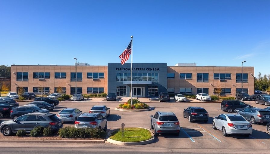 Cornhusker Clink detention center exterior with ICE officer.