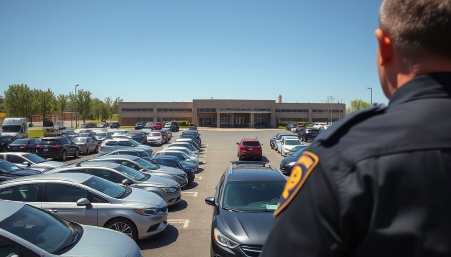 Parking lot at Cornhusker Clink Detention Center with ICE officer.