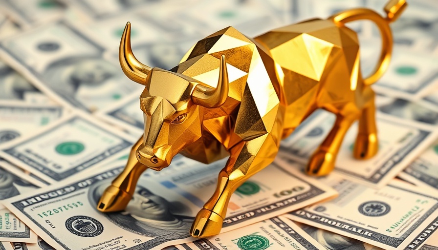 Golden bull statue on hundred-dollar bills, symbolizing market dynamics in Genesis Healthcare bankruptcy context.