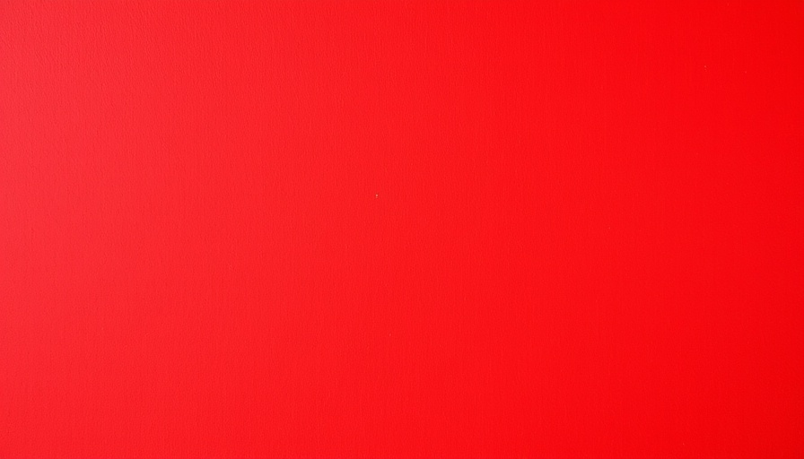 Bright red canvas, abstract block color design.