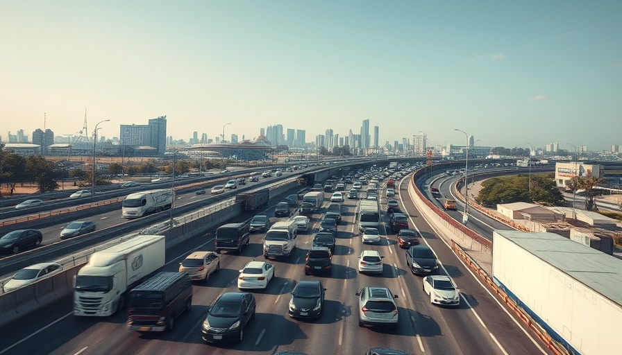 Dense traffic jam in Houston during daytime illustrating relief needed under Texas new transportation plan.
