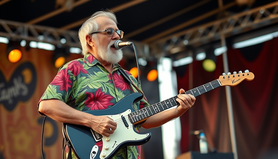 Musician performing at concert stage, vibrant setting