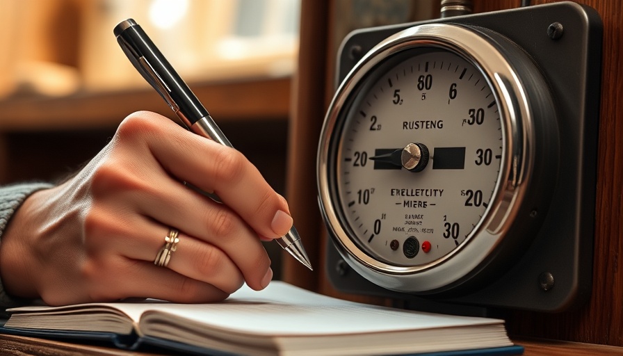 Close-up of hand noting electricity meter reading, highlighting rising energy prices.