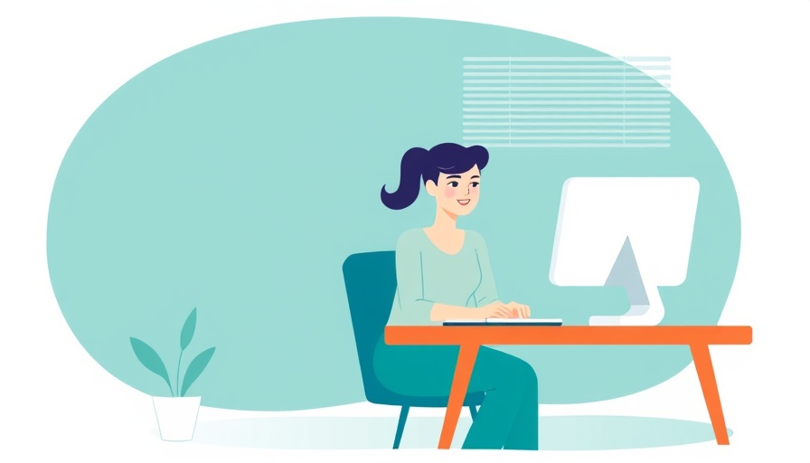 Minimalistic illustration of air purifier safety with woman working