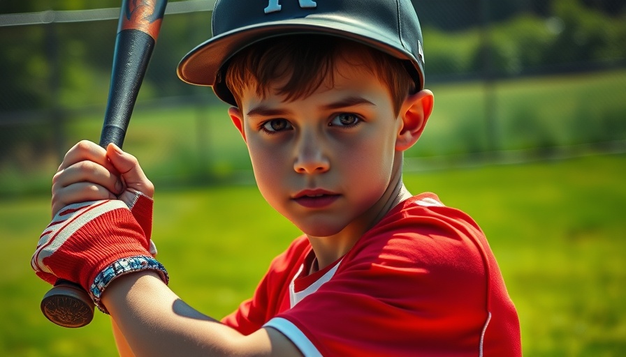 Little League World Series player in batting pose on field.