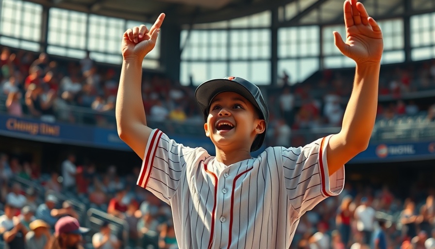 Young player celebrating at Little League World Series game.