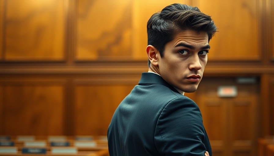 Young man in courtroom with serious expression, Erik Menendez parole denial news.