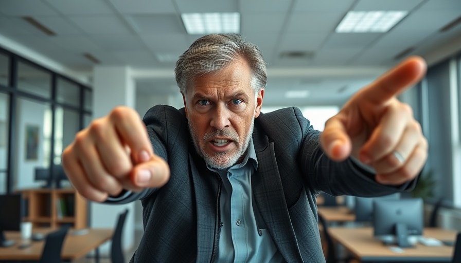 Man displaying aggressive behavior in office for workplace violence prevention.