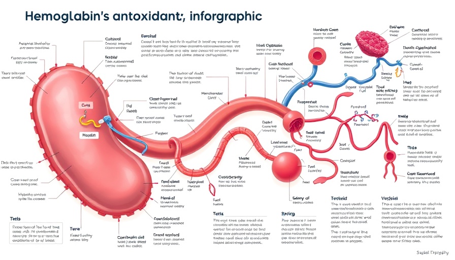Infographic on hemoglobin antioxidant role with cellular diagrams.