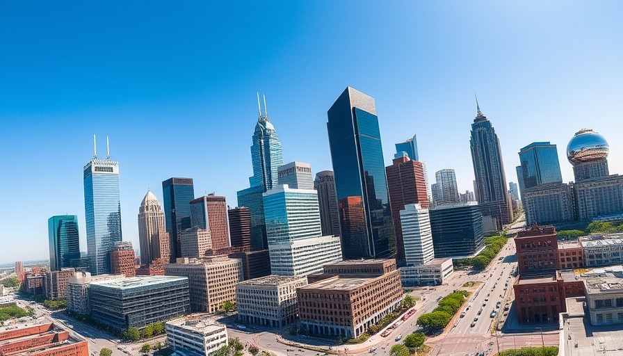 Dallas skyline with modern skyscrapers under a blue sky, representing Dallas business news.