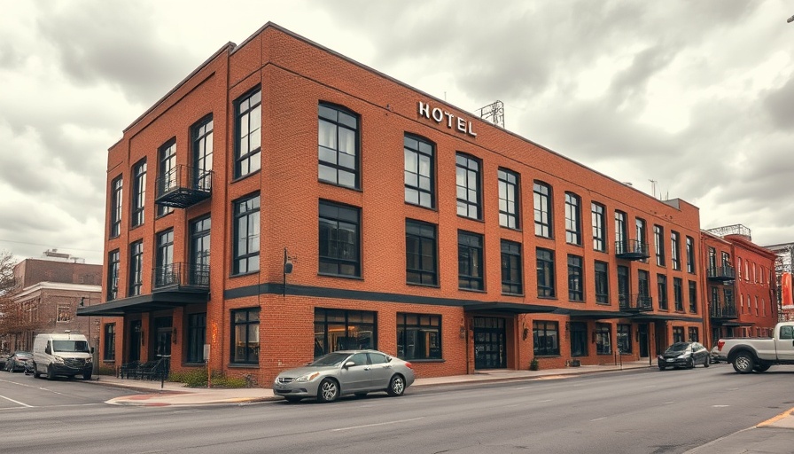 Modern Dallas hotel development with brick facade and large windows.