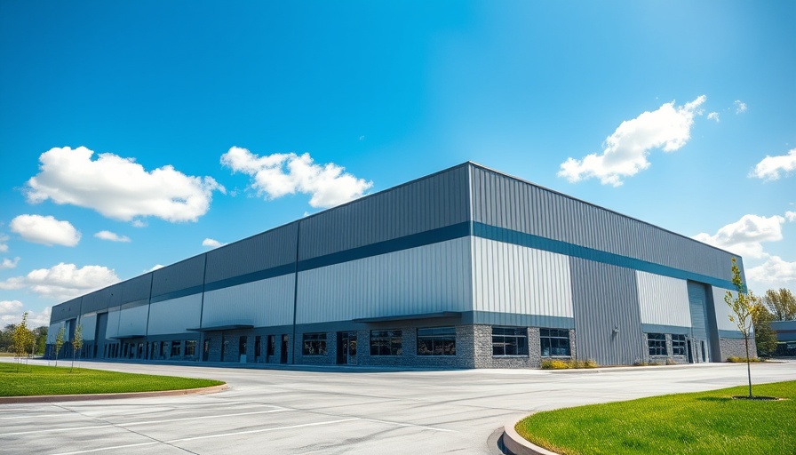 Modern industrial warehouse highlighting Dallas economic development.