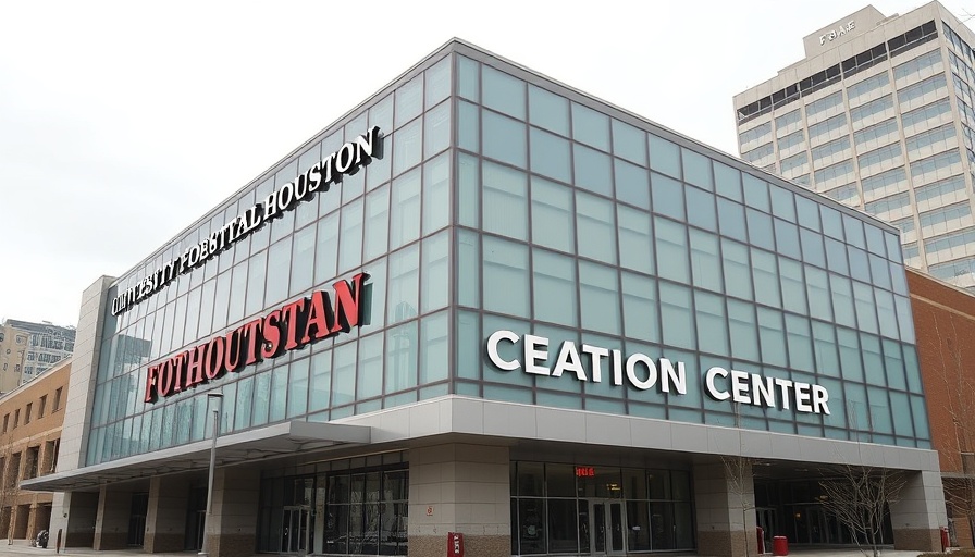 University of Houston Football Operations Center facade with bold signage.