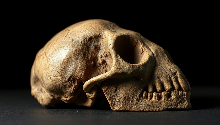 Ancient fossil discovery in Ethiopia: close-up of a fossilized skull.