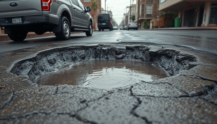 Idylwood water main break causing large pothole and stuck vehicle.